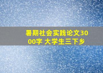 暑期社会实践论文3000字 大学生三下乡